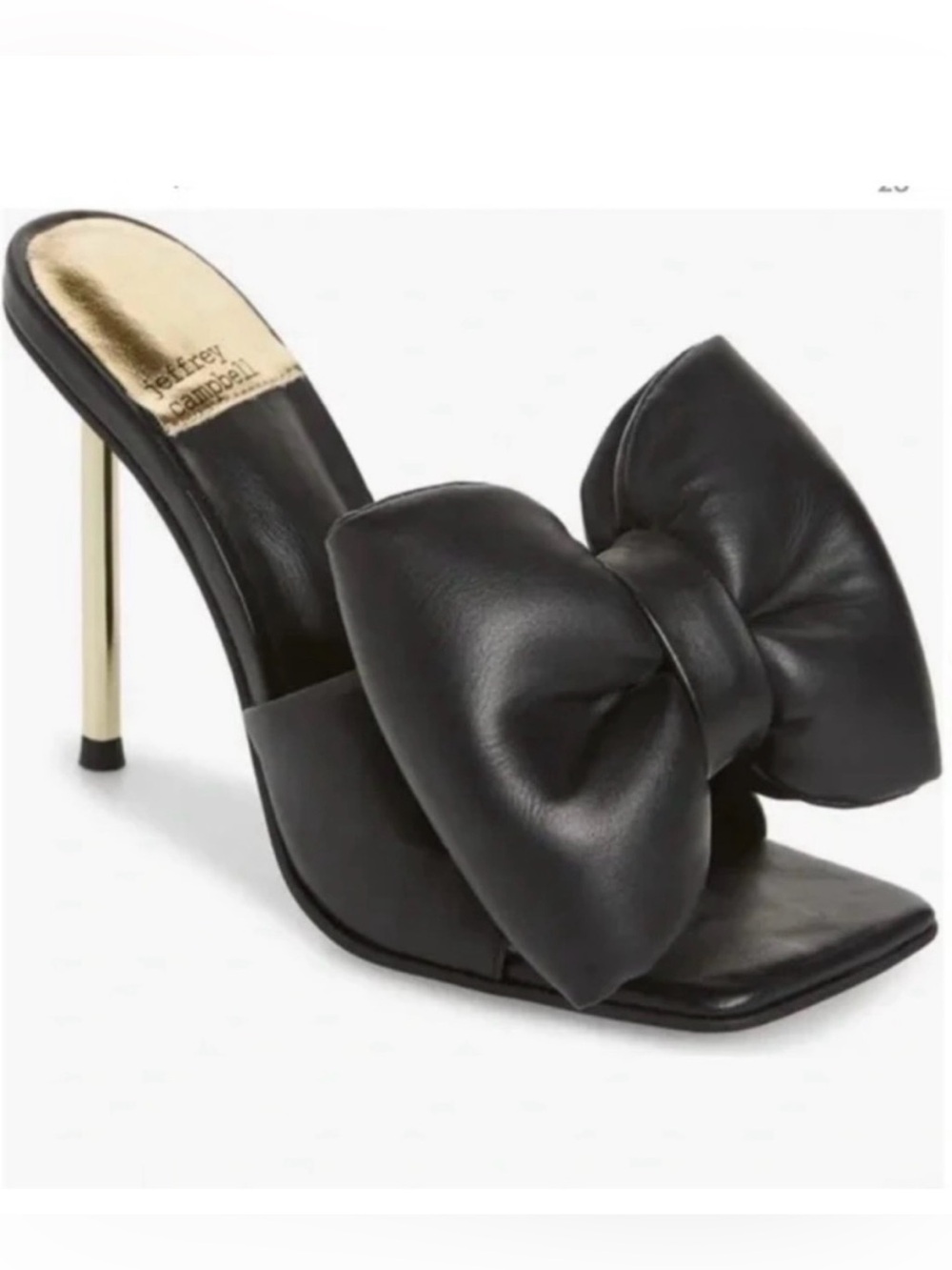 Jeffrey Campbell Black Bow Leather High Heel Mule